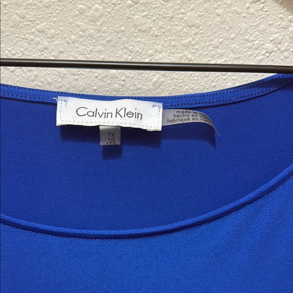 Calvin Klein Blue Women's Top with Side Knot, Size 1X - Picture 2 of 3